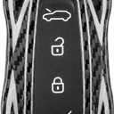 Carbon Fiber Key Fob Cover for Porsche EV Taycan Macan 911 Electric New Version Remote 2024 2025 (Black)