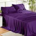 Bedsure King Size Sheets Set, Cooling Sheets for Hot Sleepers, Rayon Derived from Bamboo, PureWoven, Breathable & Soft, Deep Pocket Up to 16 Inches, Hotel Luxury Silky Bedding, Plum