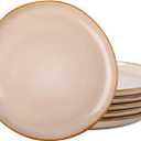 AmorArc Ceramic Plates Set of 6, 8.5 Inch Handmade Reactive Glaze Stoneware Plates set for Dessert, Salad, Appetizer, Small Dinner Plates, Microwave&Dishwasher Safe, Scratch Resistant (Latte)