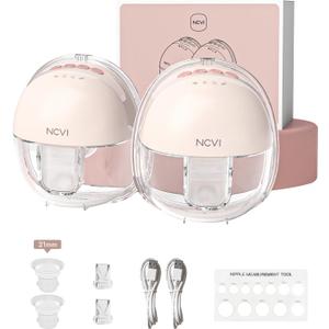 NCVI Wearable Hands Free Breast Pump, 4 Modes & 9 Levels with Multitronic Suction, Ultra-Quiet <42dB, Long Battery Life (150min), 21/24mm Flange Insert, Portable Electric Breastfeeding Pump for Moms (AM8111)