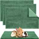 Amylove 4 Pcs Guinea Pig Cage Liner Washable Fleece Pee Pads Pet Dog Cat Bedding Training Mat for Small Animal Guinea Pig Puppy Bunny Hamster(16 x 24 Inch, Rectangular, Dark Green)