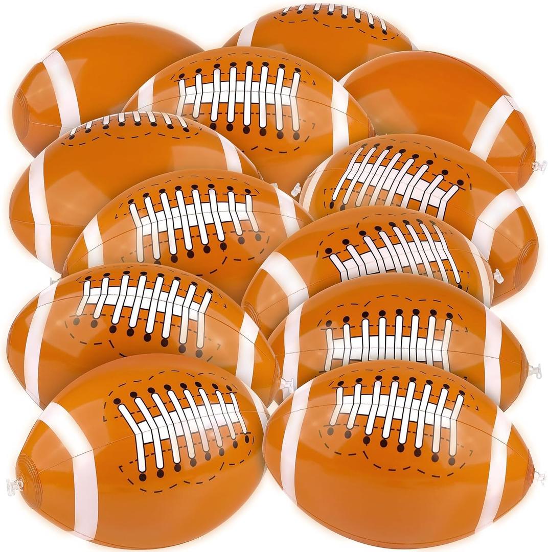 durony 12 Pieces Inflatable Football Beach Balls 11 Inch Blow Up Football Bouncing Sports Ball Bouncy Toy Favors for Sports Games, Birthday, Summer Pool Beach Party Decorations
