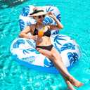 [2025 New Model] Inflatable Unibody Pool Lounger Float with Cup Holders and Handle, Ideal Pool Toys for Beach,Lakes, Rivers,Water Party Beach Vacation Essentials