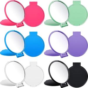 Jetec 10 Pieces Compact Mirrors Bulk Gifts Mini Vintage Pocket Mirrors for Purse Small Portable Folding Round Makeup Stuffs for Travel Daily Use Party Favors Women (Classic Colors)