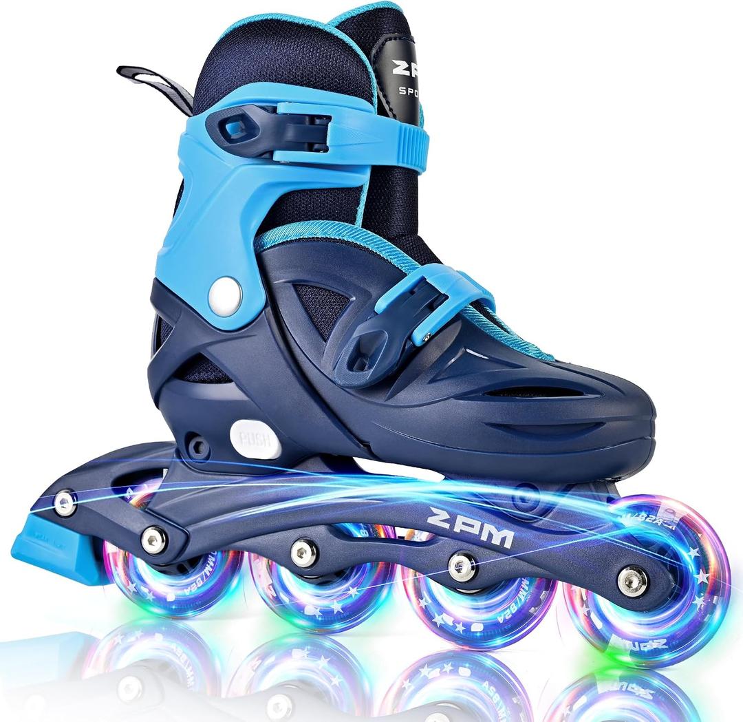 2PM SPORTS Inline Skates for Kids Girls Boys Ages 4-8 6-12 with Light Up Wheels, Adjustable Kids Roller Skates Blades for Youths Beginners, Large - Youth (4Y-7Y US)