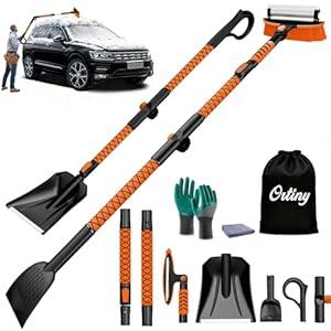 7 in 1 Snow Shovel & Snow Brush Kit with Ice Scrapers for Car Windshield,62.2 Extendable & Bendable Thicken Aluminum Tube for Easy Roof Cleaning,180 Pivoting Brush Head & EVA Grip