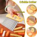 Crinkle Cutter & French Fry Cutter  Effortless Stainless Steel Wavy Slicer, Ergonomic Handle Vegetable Chopper, Fun Waffle Fry Potato Cutter, Cute Elephant Shaped Fruit Veggie Cutting Tool