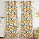 Topfinel 96 inch Rustic Floral Curtains for Bedroom Living Room Butterfly Marigold Room Darkening Thermal Insulated Drapes with Hooks Floor to Ceiling Curtains， Mustard Yellow on Beige, 2 Panels