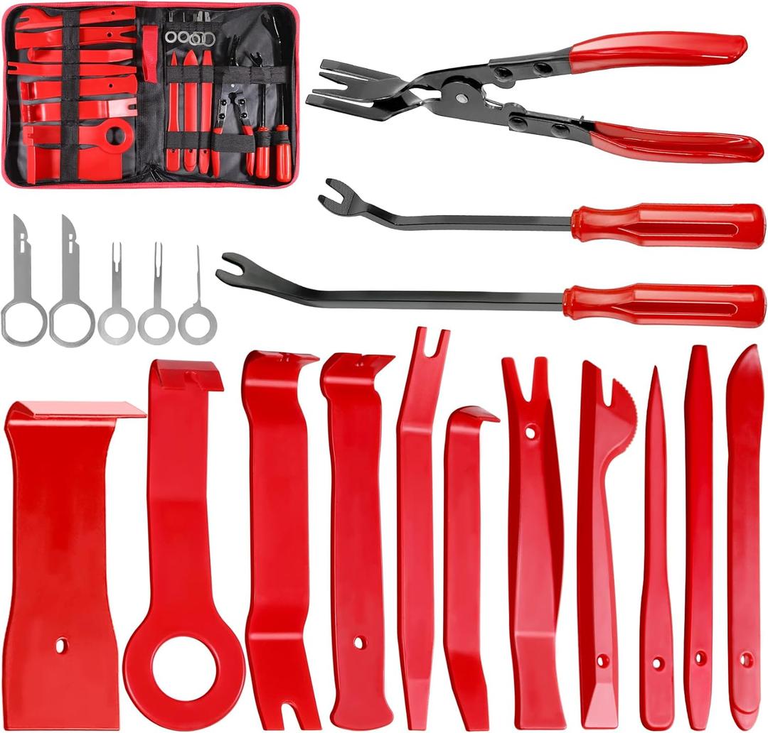 Doaho 19Pcs Car Trim Removal Tool,Auto Clip Pliers Fastener Remover Set,Pry Tool Repair Kit,Fastener Clips Removal Car Tool for Panel,Audio, Dash, Window,Clip and Upholstery with Storage Bag