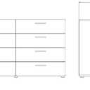 Tvilum, 8 Drawer Double Dresser, Bedroom, Modern Silver Drawer Handles, Contemporary, Black, 15.9"D x 55.1"W x 32.2"H