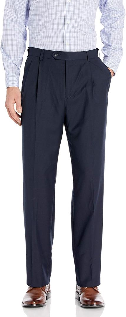 Palm Beach Men's Expander Pleat Dress Pant (30, Navy)