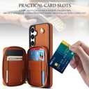 Asuwish Phone Case for Samsung Galaxy S25 5G Wallet Cell Cover with Tempered Glass Screen Protector Wrist Crossbody Strap RFID Blocking Credit Card Holder S 25 25S 25 25S SM-S931U Women Girls Brown