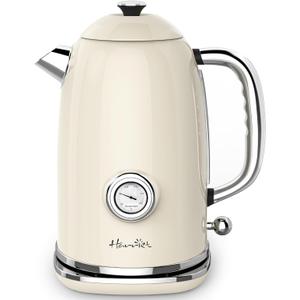 Harriet Electric Kettle, 1.8L Hot Water Boiler Electric with Thermometer, 1500W Stainless Steel Electric Water Kettle, Auto Shut-Off & Boil Dry Protection, Beige White