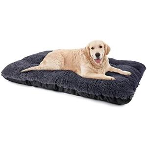 JOEJOY Large Dog Bed Crate Pad, Deluxe Plush Washable Dog Beds Fulffy Soft Kennel Pad Anti-Slip Pet Sleeping Mat for Extra Large Medium Small Dogs, 40" x 27", Grey