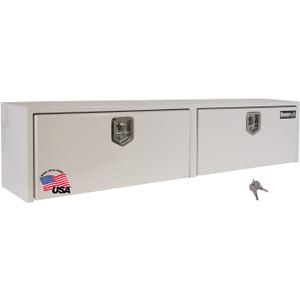 Buyers Products 1702840 White Steel Topsider Truck Box With T-Handle Latch, 16 x 13 x 72 Inch, Truck Tool Box For Storage And Organization, Lockable Tool Chest For Work Trucks