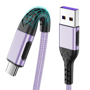 Durcord USB C Charger Cable, 2Pack 10ft Fast Charging USB Type C Cord Cable for Android Phone Pad Laptop, USB A to USB C Type C Charger Cable Compatible with iPhone 15 Pro/Plus/Max-Light Purple