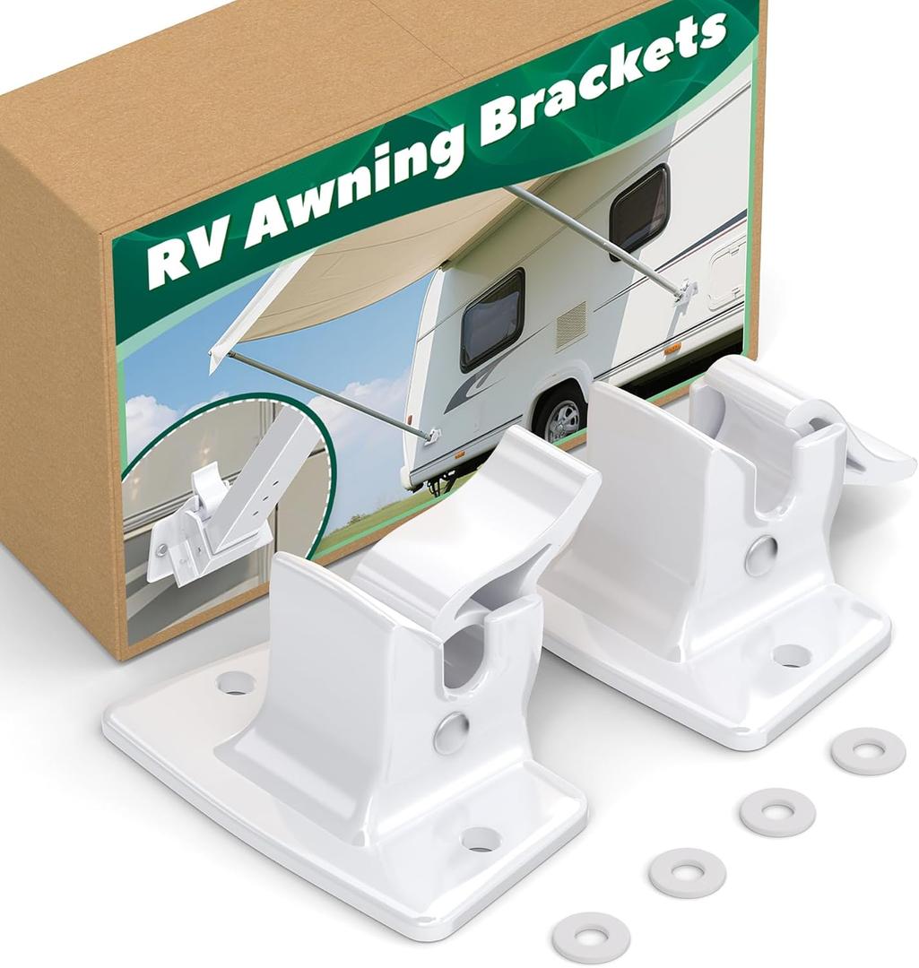 2 Pcs RV Awning Bottom Mounting Bracket, Bottom Mounting Bracket Replacement Assembly for RV Camper Trailer, RV Awning Parts, Awning Foot Brackets
