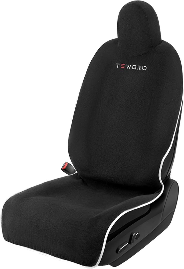 Premium Microfiber Towel Tesla Model Y Juniper/ 3 Seat Cover, Waterpooof | Sweatproof | Machine Washable | Non-Slip, Seat Protector for Tesla Model 3/ Y 2016-2025 Interior Accessories - (Black)