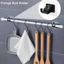 Curtain Rod Bracket No Drilling 16pcs, Self Adhesive Nail Free Curtain Rod Wall Brackets Hooks, Adjustable Drapery Towel Holder Fixing Hook for Home Bathroom Kitchen and Hotel Use (Black)