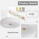 KCO Lighting White Ribbed Glass Flush Mount Ceiling Light Large Milk Glass Ceiling Lights Round LED Semi Flush Mount Ceiling Light Fixture Contemporary Hallway Ceiling Lighting