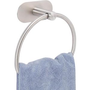 Livabber Towel Ring for Bathroom, 304 Stainless Steel Hand Towel Holder, Heavy Duty Towel Hanger for Bath, Kitchen, Hotel (4 Self-Adhesive Base, Brushed Nickel)