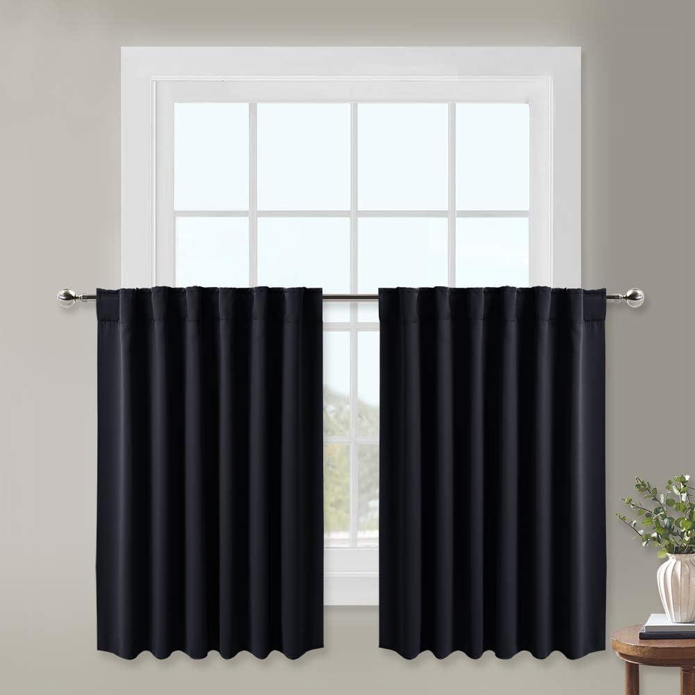 NICETOWN Blackout Curtain Blinds Window Panels - (Black Color) W29 x L30, Double Panels, Thermal Insulated Blackout Draperies for Living Room