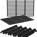 QuliMetal 66095 Grill Grates & 66032 Flavorizer Bars Replacement Parts for Weber Genesis II 300 /LX 300, GS4 Genesis II E-310 E-315 S-335 Series Grills