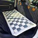 Backseat Pet Bed Mat, Plaid Dog Bed for Car Back Seat, Furry Dog Covers for Loveseats, Non-Slip Travel Pet Mat, Custom Fit for Backseat Extenders and Seat Covers (BlueGrey&White, 24.8x54 inch)