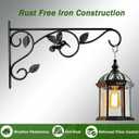 Elegant Bird Pattern Wall Hooks - Metal Plant Hangers for Indoor & Outdoor - Rust-Resistant Bracket for Plants, Feeders, Chimes, Lanterns (Black, 2 Pack - 14 inch)