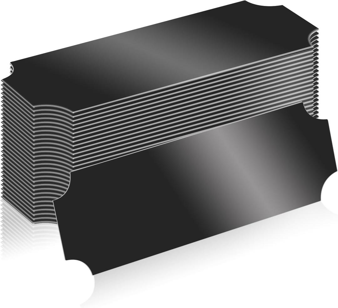 30 Pcs Name Plates Laser Engraved Plaques Personalized Engraved Laser Engraving Blanks Name Plate for Desk Custom Name Tag Badge Frame Metal Plate with Adhesive Backing for DIY (1 x 2.5" Black)