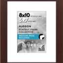 Americanflat 8x10 Picture Frame with Shatter-Resistant Glass - Use as 5x7 Frame with Mat or Display 8x10 Photo Without Mat - Hudson Collection - Wide Picture Frames for Tabletop and Wall - Mahogany
