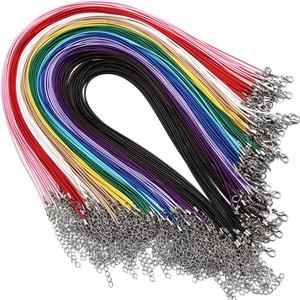 60Pcs Waxed Necklace Cord Bulk for Jewelry Making,Necklace Rope String with Clasp for DIY Bracelet Pendant,Multicolor(18 Inches and Thickness 1.5mm) (PS-Mixcolor)