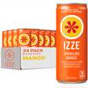 IZZE Sparkling Water Juice Beverage Blend, Mango, No Sugar Added, 8.4 FL OZ, 24 Cans (EXP 08/15/26)