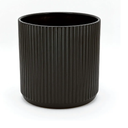 Amazon Basics Fluted Round Ceramic Planter, 8-inch, Black