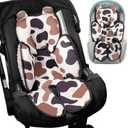 3in1 Baby Car Seat Head Body Support, Soft Breathable Infant Car Seat Insert Newborn Boy Girl, Reversible Cotton-Minnky Carseat Head Support Pillow Cushion for Infant Stroller, Swing, Bouncer(Grey)