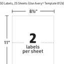 Avery Half-Sheet Printable Shipping Labels, 5.5" x 8.5" Customizable Stickers, White, 50 Blank Mailing Labels, Great for Mailing, Shipping, Organizing, and More (8126)