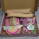 Lehoo Castle Wooden Train Set, Unicorn Train Set for Toddlers 2-4, Wooden Train Track Toddler Girl Toys Pink Train Fantasy Toys for 3 4 5 6 Year Old Girl