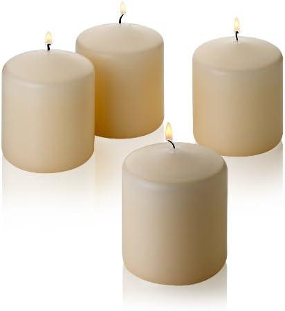 French Vanilla Pillar Scented Candles 3" Tall X 3" Wide Set of 4