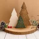 3 Pcs Christmas Decorations Rustic Farmhouse Wood Christmas Trees Neutral Tabletop Tree Signs Decor Freestanding Xmas Wooden Decorations for Fireplace, Mantle, Shelf, Home, Office