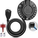 MICTUNING 15A 125V AC Port Plug, 18'' Extension Cord with Power Inlet Socket-Low Port Outlet, Heavy-Duty RV Shore Waterproof Outdoor Electrical Receptacle, with Hole Saw