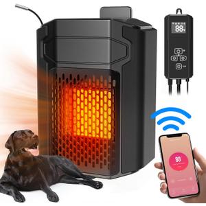 PETNF Dog House Heater with Thermostat APP WIFI Control, 500W Dog House Heaters for Outside Doghouse kennel Chicken Coop, Outdoor Pet House Heater with External Temperature Probe&Adjustable Temp Timer