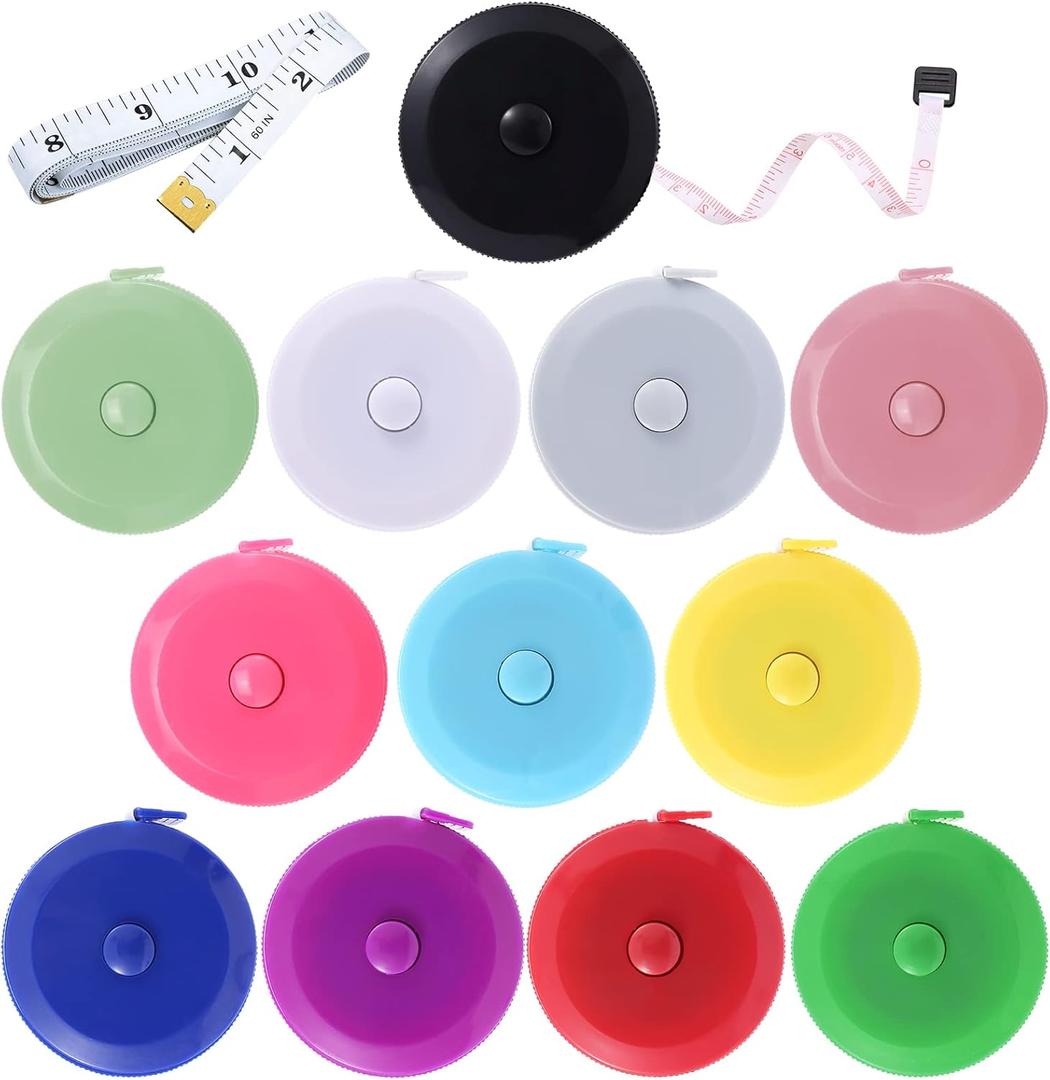 Tape Measure Body Measuring Tape, Retractable 60 Inch Soft Mini Measuring Tape, Small Sewing Fabric Tape Ruler for Cloth Waist Medical Nursing Craft(12 Pack)