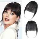 Clip in Bangs,100% Human Hair Bangs Clip in Hair Extensions (Brown Black, Wispy Bangs)
