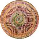 Cotton Craft Jute & Cotton Multi Chindi Braid Rug, Hand Woven Reversible, 4-Feet,Handwoven Reversible Jute & Natural Recycled Cotton Boho Farmhouse Rustic Area Accent Throw Rug - Living Room Home Décor