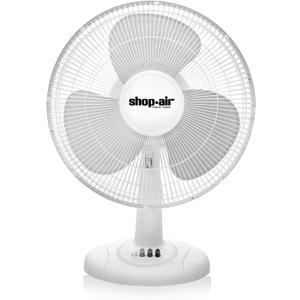 Shop-Air 12" Oscillating Table Fan, 3 Speeds, High-Velocity, Quiet & Powerful Air Circulation, 70 Adjustable Head Tilt,Ideal for Home, Bedroom or Office, White
