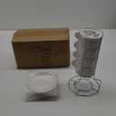 4 Pcs Ceramic Cappuccino Cup with Saucers and Metal Stand, Stackable Espresso Cup for Espresso Specialty Coffee Drinks Latte Americano and Tea(white,1)