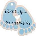 Summer-Ray 50pcs Blue Baby Feet Baby Shower Favor Thank You Tags Thank You for Popping by