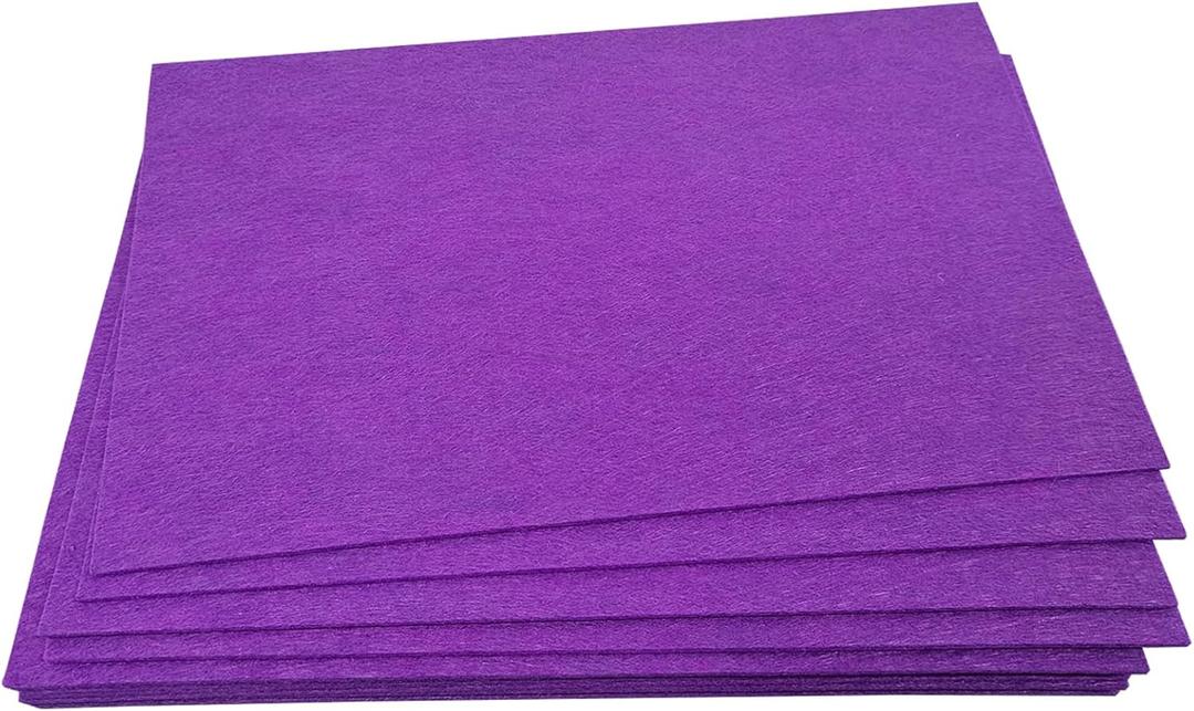 2 x Jtnohx Stiff Craft Felt Sheets, 2mm Thick Felt Fabric for Crafts, 12pcs 7 x 11.3 inch Color Felt Squares for Sewing (Purple)