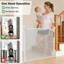 Retractable Baby Safety Gate, 33.8" Tall Extends to 55" Wide, Dual Lock, Adjustable Mounting, Extendable Pet Gate for Hallways, Stairs, Indoor & OutdoorWhite