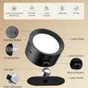 LED Wall Mounted Lights, Rechargeable Wall Sconces with Remote & Touch Control, 3 Color Temperatures 360 Rotation Dimmable Cordless Wall Light for Bedroom Study Reading Bedside (Black, 3 Pack)